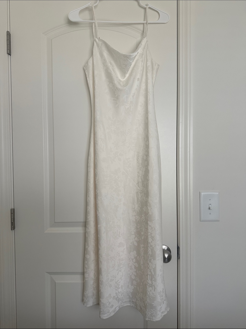 Altar’d State Olandria White Satin Midi Dress
